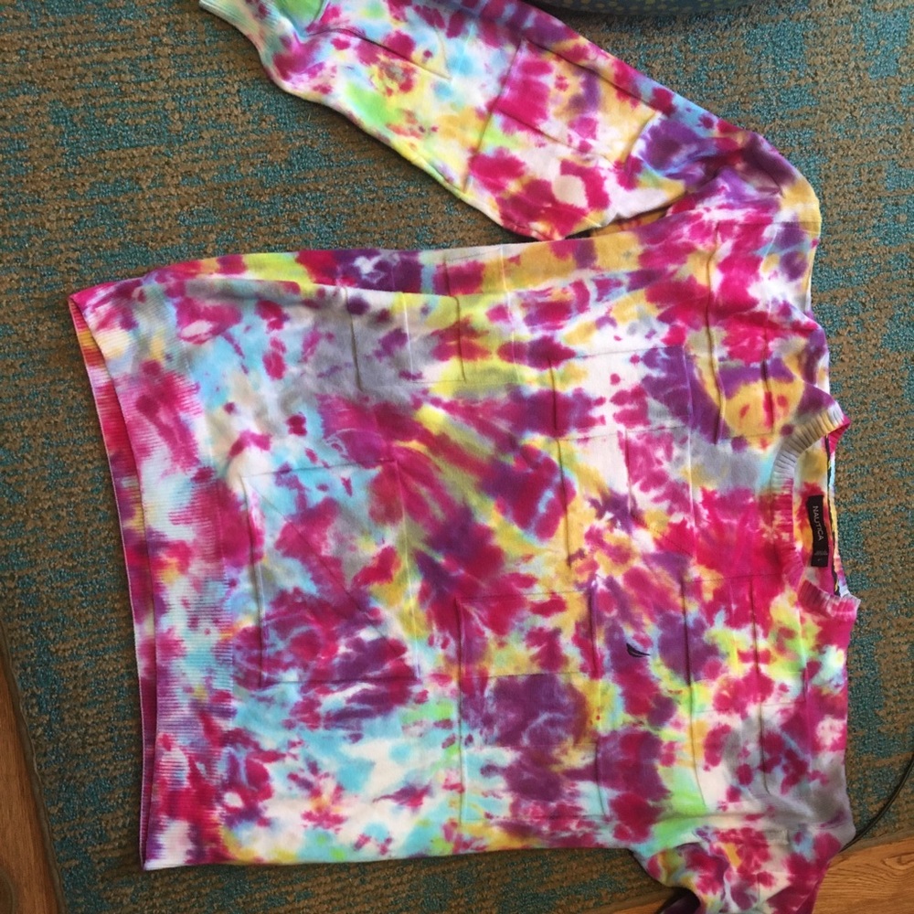 Tie dyed Nautica Sweater. 100% cotton. One of a kind. Made by me.